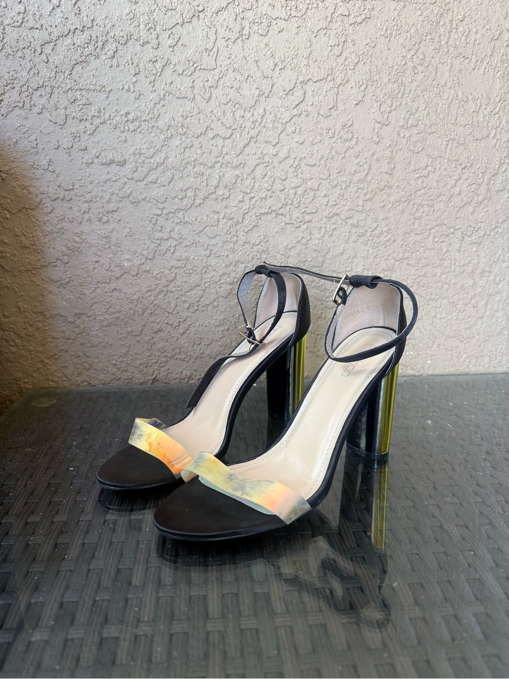 Boohoo Ankle-Strap High Heel Sandals with Iridescent Accent